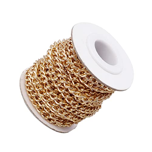 LALAFINA 1 Rolle Taschenkette bag chain stutzenhalter Silberketten für Frauen Herstellung von Halsketten und Armbändern bastelset basteln Kette für Tasche Panzerketten aus Aluminium Golden von LALAFINA