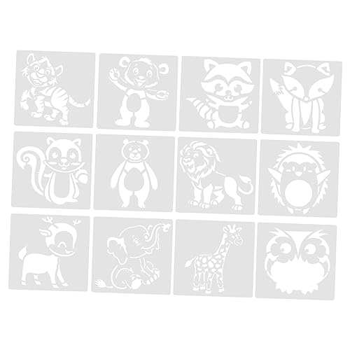 LALAFINA 1 Satz Cartoon Animal Schablonen Teiliges Wiederverwendbare Diy Malvorlagen Für Bastelarbeiten Stoffmalerei Wanddeko Einfach Zu Verwenden Für Kreative Projekte Und 12blätter von LALAFINA