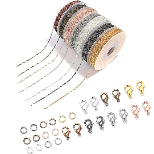 LALAFINA 1 Satz Kette für Schmuckherstellung DIY Schmuckset mit Lobster Clips und Ringen Farben für Armband und Bastelprojekte LALAFINA 1 Satz Kette für Schmuckherstellung DIY Schmuckset mit Lobster Clips und Ringen Farben für Armband und Bastelprojekte von LALAFINA