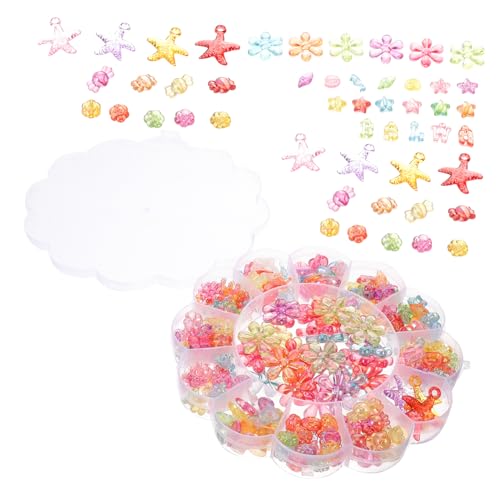 LALAFINA 1 Schachtel Diy Blütenförmige Acrylperlen Glitzernde Bastelperlen für Schmuckherstellung mit Großen Löchern für Armbänder und Mehr von LALAFINA
