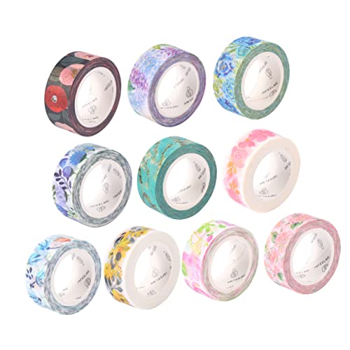 LALAFINA 10 Rollen Bunte Diy Washi Tapes mit Floralen Motiven und Rotierend Dekoratives Klebeband für Basteln Verpackung Planer und Scrapbooking pro Rolle Vielseitig und Langlebig von LALAFINA