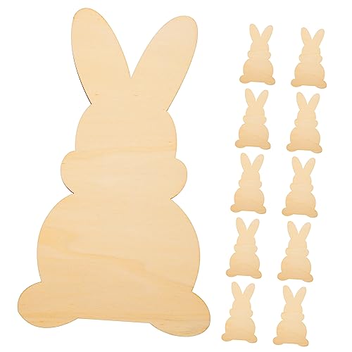 LALAFINA 10 Stück Diy Holz Osterhasen zum Bemalen Unfertige Holzscheiben für Kreative Bastelprojekte Hochwertige Natürliche Holzmaterialien für Fröhliche Osterdekorationen von LALAFINA