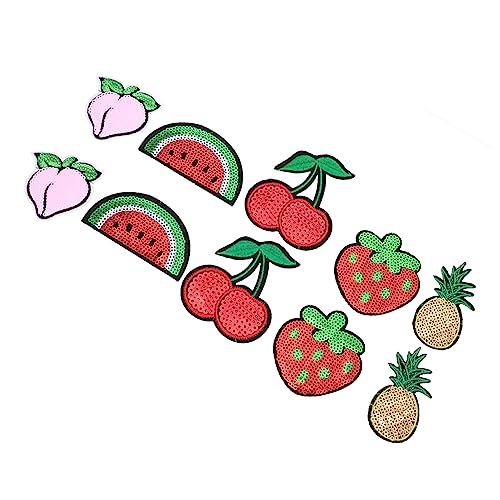 LALAFINA 10 Stück Kleber Patch Patch Kleiderflicken Nähen Flicken Für Kleidung Farbige Kleidungsflecken Aufnäher Für Kinderkleidung Obst-gemüse-förmiges Design Bunt Vlies von LALAFINA
