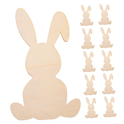 LALAFINA 10 Stück Osterhasen Holzschneider Bastelset Blanko Holzscheiben für Diy Osterdekoration Bastelzubehör für Kreative Projekte und Osterfeiern von LALAFINA