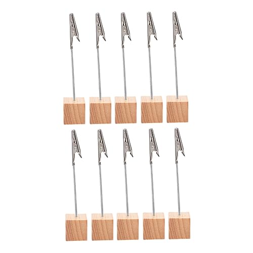 LALAFINA 10 Stück Retro Holz Memo Clips Kreative Desktop Kartenhalter für Fotos Notizen Stabiler und Dekorativer Zettelhalter für Büro und Zuhause von LALAFINA
