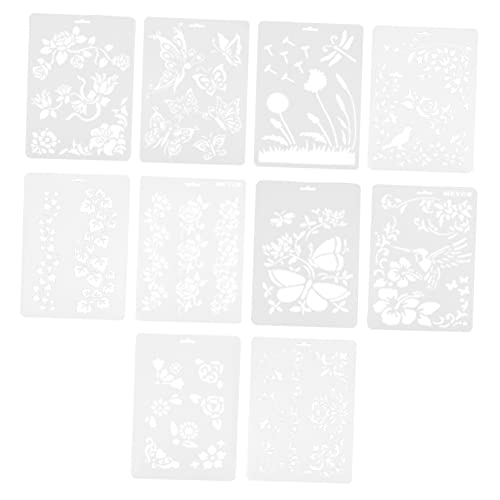 LALAFINA 10 Stück Teiliges Blumen Malvorlagen für Diy Schablonen Material Wiederverwendbar für Kreative Bastelprojekte Fotoalben und Grußkarten von LALAFINA