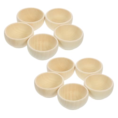 LALAFINA 10 Stück Unbemalte Holzschalen Mini DIY Holzschalen für Bastelprojekte Glatte Kanten zum Gestalten und Dekorieren Praktisch für Snacks und Süßigkeiten von LALAFINA