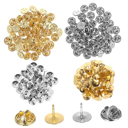 LALAFINA 100 Paare Butterfly Pin Verschlüsse Metall Schmetterlingskupplung Sicherer Halt für Broschen Anstecker Schmuckherstellung DIY Basteln Gold Nickel Pin Rücken von LALAFINA