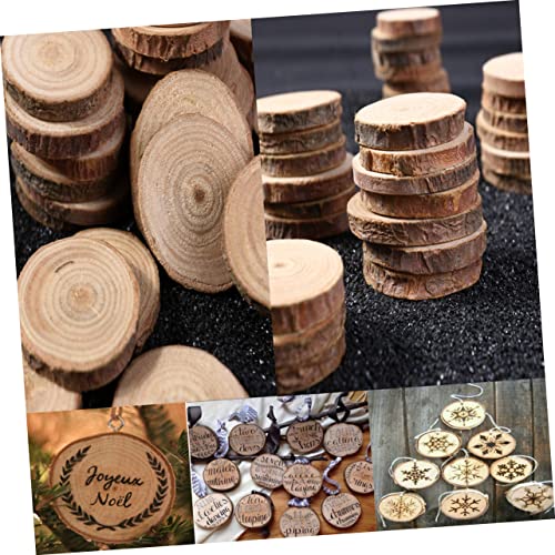 LALAFINA 100 Stück DIY Holzscheiben aus Naturbelassenem Kiefernholz Doppelseitig Fein Poliert Runde Holzscheiben für Basteln Hochzeiten Fotorequisiten und Wohnraumdekoration von LALAFINA