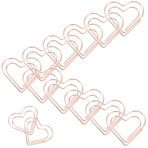 LALAFINA 100 Stück Kleine Büroklammern Herzform Roségold Kreative Metall Papierklammern für Dokumente Notizen Lesezeichen und Leicht für Büro und Schule von LALAFINA