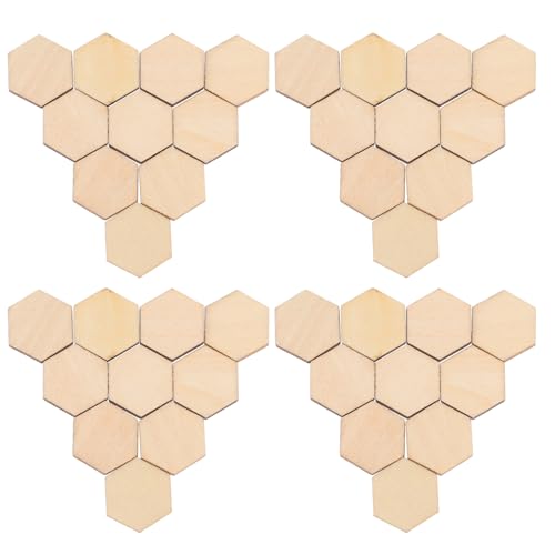 LALAFINA 100 Stück Sechseckige Holzstücke Buchenholz DIY Bastelornamente für Hochzeit Geburtstag und Weihnachten Holzformen für Kreative Dekorationen von LALAFINA