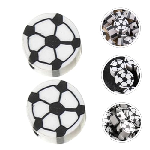 LALAFINA 100 Stück Soft Clay Fußballperlen Sports Beads für DIY Schmuckherstellung Armbänder Halsketten Ohrringe Bastelperlen mit Glatten Kanten und Langlebigem Material von LALAFINA