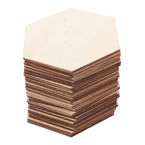 LALAFINA 100 Stück Unlackierte Holzsechsecke für Diy Bastelprojekte Vielseitige Holzuntersetzer zum Bemalen Dekorieren für Hochzeiten Partys und Heimdekoration von LALAFINA