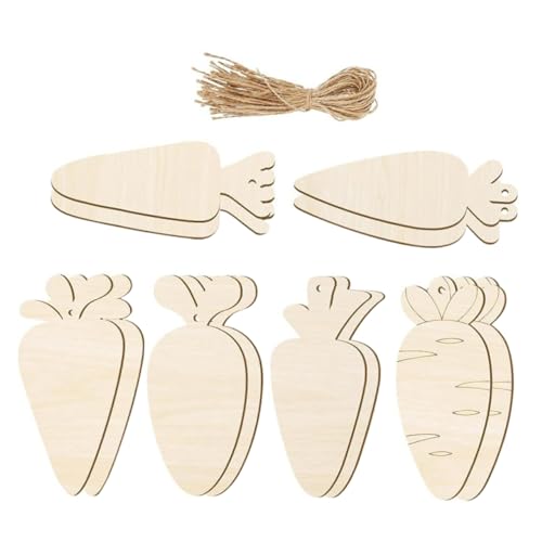 LALAFINA 12 Sätze Teiliges Set Holz Karotten Ausschnitte Diy Blanko Holzornamente für Ostern Hängende Holzfiguren zum Basteln Natürliche Holzmaterialien für Kreative Projekte von LALAFINA