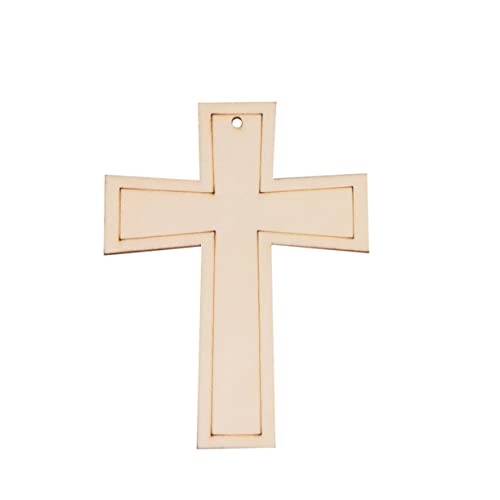 LALAFINA 12 Stück DIY Holz Kreuz Anhänger Beige Hängende Holzdekoration für Kreative Bastelprojekte für Hochzeiten Weihnachten und Festlichkeiten von LALAFINA