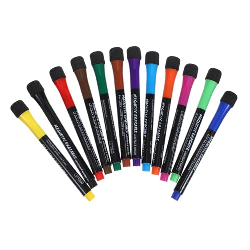LALAFINA 12 Stück Magnetische Whiteboard Marker Set Abwischbare Stifte Bunten Farben Praktische Zeichen und Schreibwerkzeuge für Büro und Zuhause Trocknend und Ergonomisch von LALAFINA