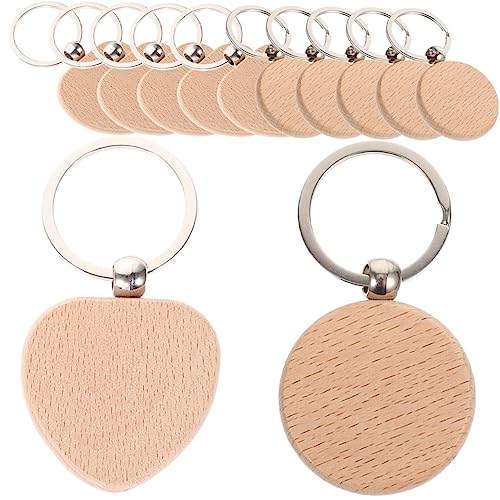 LALAFINA 12 Stück Schlüsselanhänger Holz Personalisierbar Schlüsselanhänger Rosa Schlüsselanhänger Mini Lustige Rohlinge Schlüsselanhänger Benutzerdefinierte Initialen von LALAFINA