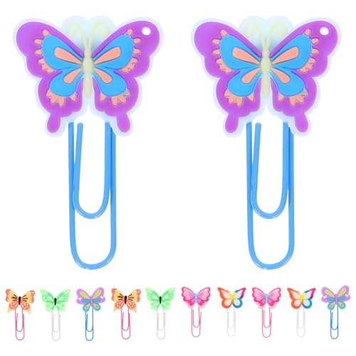 LALAFINA 12 Stück Büroklammern, Büroklammer Schmetterling, Büroklammern Bunt, Schmetterling Große Büro Büroklammern Wiederverwendbare Paper Clips für Büro von LALAFINA
