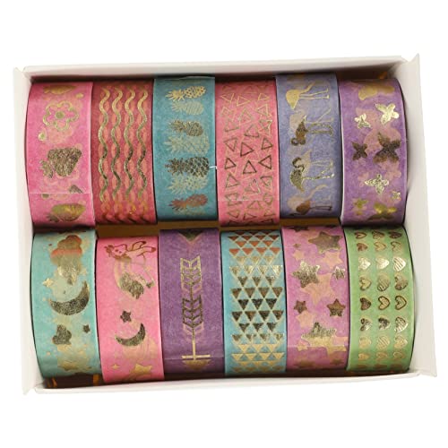LALAFINA 12 Stück Teiliges Dekoratives Washi Tape Goldfolie Diy Scrapbooking Klebebänder für Handbücher Tagebücher Alben und Bastelprojekte pro Rolle LALAFINA 12 Stück Teiliges Dekoratives Washi Tape Goldfolie Diy Scrapbooking Klebebänder für Handbücher Tagebücher Alben und Bastelprojekte pro Rolle von LALAFINA
