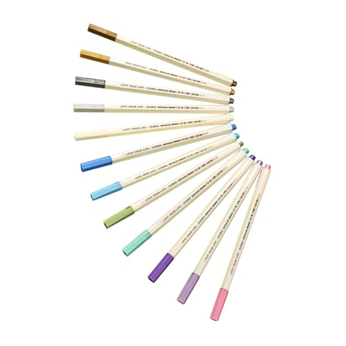 LALAFINA 12 Stück Teiliges Set Bunte Metallic Marker für Scrapbooking DIY Projekte Kunst und Illustration Wasserfeste Leicht zu Haltende Malstifte Verschiedenen Farben von LALAFINA