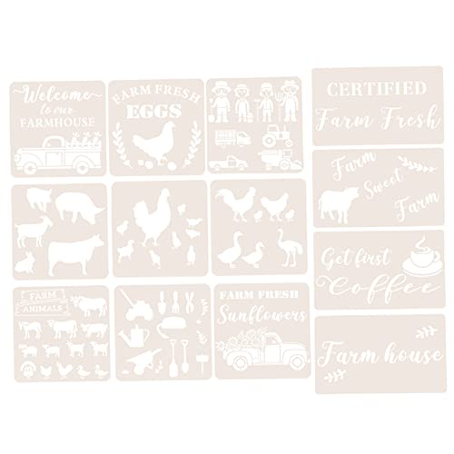 LALAFINA 13 Stück Teiliges Diy Malvorlagen Sicherem Material Hohle Zeichenschablonen für Scrapbook und Journal für Kreative Bastelprojekte mit Bauernhofmotiven von LALAFINA