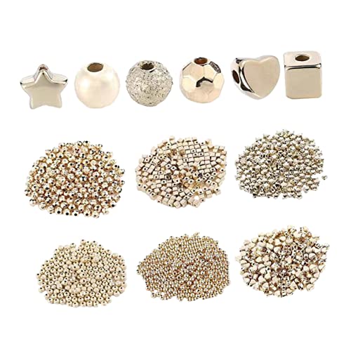 LALAFINA 1300 Stück Diy Abstandshalter Perlen Dekorative Schmuckperlen für Armbänder und Hochwertiges Bastelzubehör Gold für Kreative Projekte von LALAFINA