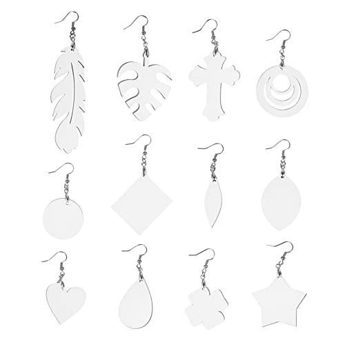 LALAFINA 16 Paare Sublimations Ohrring Rohlinge Set Hitzetransfer Ohrhaken Schmuck Diy Bastelmaterial Vielseitig für Personalisierte Schmuckherstellung und Kreative Handarbeiten von LALAFINA