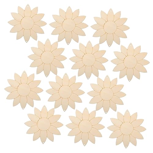 LALAFINA 1Satz DIY Holzblumen Ausschnitte Für Graffiti Und Bastelarbeiten Blanko Sonnenblumen Holzscheiben Mit Bändern Und Jute Schnur von LALAFINA