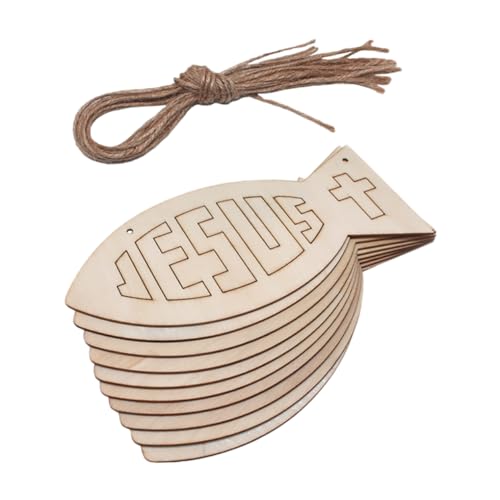 LALAFINA 1Satz Holzscheiben im Fischdesign DIY Holzspäne mit Hanfseilen für Wanddekoration Kinderfreundlich Glatt und Sicher für Bastelprojekte und Partys von LALAFINA