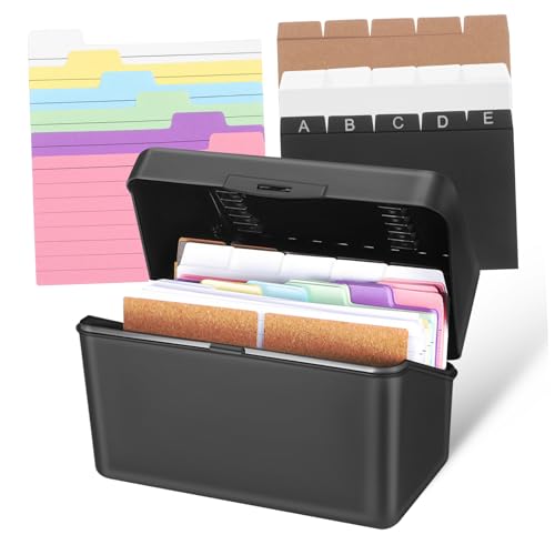 LALAFINA 1Satz Karteikarten Organizer Set Schwarze Desktop Box mit Gefütterten Notizkarten für Büro und Studium Binderinge und Umfassendem Zubehör für Effektives Lernen von LALAFINA