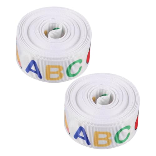 LALAFINA 2 Rollen Back To School Ripsband Yards Schulmotive Bunte Dekobänder für Lehrer Klassenzimmer Basteln Haaraccessoires Geschenkverpackung von LALAFINA