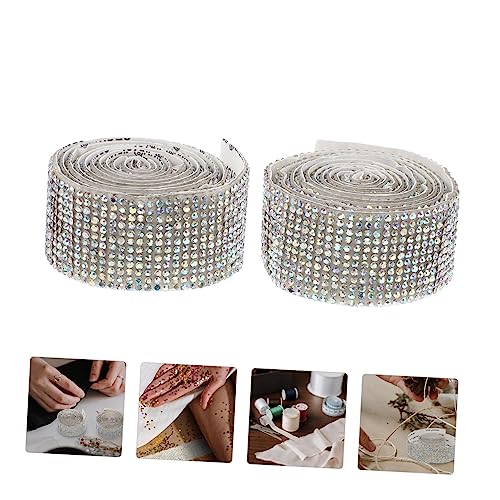 LALAFINA 2 Rollen Selbstklebendes Strassband Reihig Breit Glitzernde Künstliche Diamantsteine DIY Schmuckband für Kleidung Schuhe Taschen Dekoration von LALAFINA