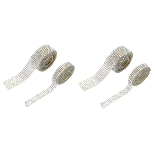 LALAFINA 2 Sätze Diamantklebernetz Rosa Für Verpackung Klebrig Strassband Weiß Strass-klebestreifen Selbstklebende Strasssticker Strassbänder Heißschmelzkleber 2 Rollen * 2 von LALAFINA