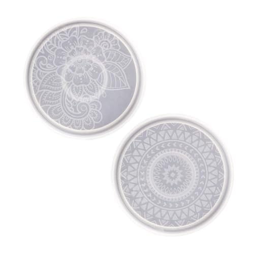 LALAFINA 2 Stück Runde Untersetzerform Aus Silikon Für Selbstgemacht Kristall Epoxidharz Mandala Muster Tassenmatte Bastel Form Für Kreative Tischdekoration von LALAFINA