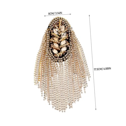 LALAFINA 2 Stück Teiliges Goldene Schulterklappen mit Strasssteinen und Quasten Metall Epauletten Schmuck Vielseitiges Accessoire für Kleidung DIY Projekte und Kostüme von LALAFINA