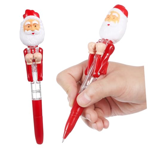 LALAFINA 2 Stück Weihnachts Kugelschreiber mit Weihnachtsmann Design Kreative Druckkugelschreiber für Stressfreies Schreiben für Weihnachten und Partys Blaue Zufällige Zufällige Farbe von LALAFINA
