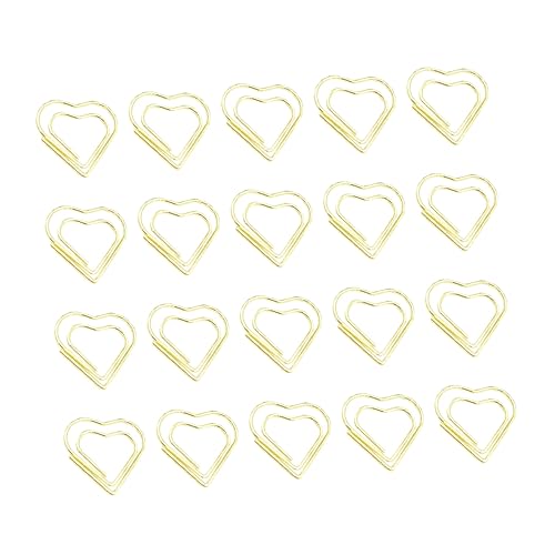 LALAFINA 20 Stück Teiliges Herzförmige Metall Büroklammern Kreative Lesezeichen Papierclips Praktischer Notizhalter Goldfarben Für Büro Schule Und Zuhause von LALAFINA
