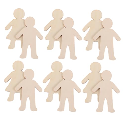 LALAFINA 20 Stück Unlackierte Holzschablonen Jungen und Mädchenformen Kreative Malornamente für Kunstprojekte und Heimdekoration von LALAFINA