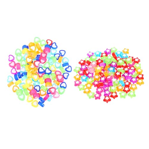 LALAFINA 200 Stück Acrylperlen in Herz und Sternform Bunte DIY Bastelperlen für Schmuckherstellung Bastelperlen für Armbänder und Kreative Dekorationen von LALAFINA