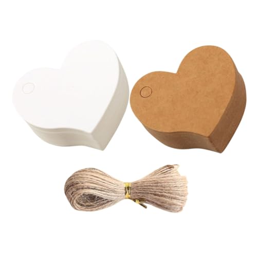 LALAFINA 200 Stück Herzförmige Geschenkanhänger aus Kraftpapier mit Schnur für Valentinstag Hochzeit Muttertag und DIY Deko Robuste Romantische Tags für und Feierlichkeiten von LALAFINA