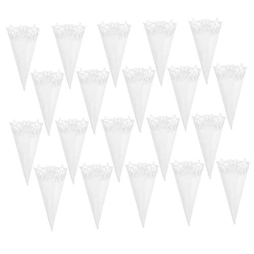 LALAFINA 20st Hochzeits Papier Blumen Röhre Mini-blumenstraußverpackung Süßigkeitensträuße Blütenzapfen Für Die Hochzeit Hohle Konfetti- Cajon Weiß Spitze Blumenpapier von LALAFINA