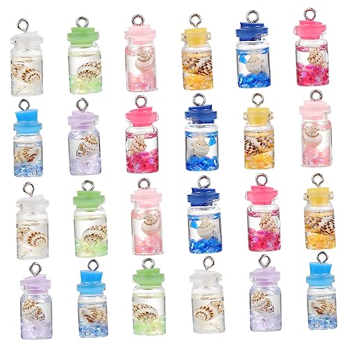 LALAFINA 24 Stück DIY Ohrstecker Anhänger Harz Driftflasche Kreative Schmuckzubehör für Ohringe und Armbänder Bastelmaterial von LALAFINA