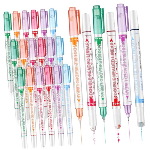 LALAFINA 24 Stück Doppelspitzen Textmarker Fluoreszierende Marker für Notizen Planung und Kunst Bunte Bürobedarf für Schule und Büro Hochwertige Stifte ohne Verwischen von LALAFINA