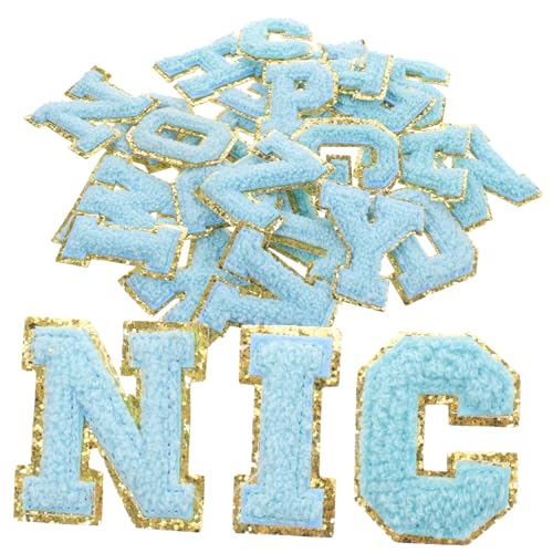 LALAFINA 26 Stück Teiliges Set Bestickte Buchstaben Aufnäher mit Goldfarbenem Rand Blaue Dekorative Nähapplikationen zum Aufbügeln und Annähen Vielseitig für Kleidung Rucksäcke Taschen und LALAFINA 26 Stück Teiliges Set Bestickte Buchstaben Aufnäher mit Goldfarbenem Rand Blaue Dekorative Nähapplikationen zum Aufbügeln und Annähen Vielseitig für Kleidung Rucksäcke Taschen und von LALAFINA