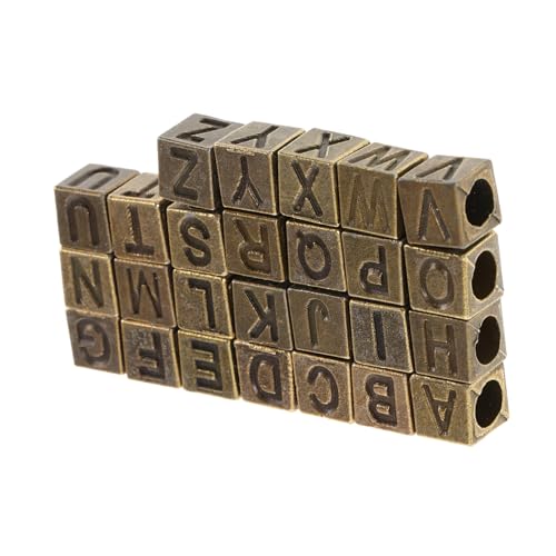 LALAFINA 26 Stück Vintage A Z Buchstabenperlen Legierung für Schmuckherstellung Große Öffnung für Armbänder und Diy Bastelzubehör von LALAFINA