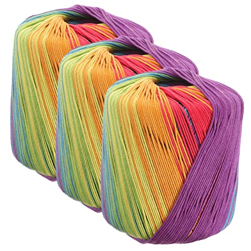 LALAFINA 3 Rollen Farbverlauf Baumwollgarn für Stricken und Häkeln Multifunktionales DIY Garn für Kleidung Schals Hüte und Mehr für Kreative Projekte und Heimdekoration von LALAFINA
