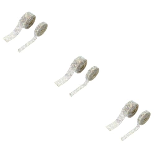 LALAFINA 3 Sätze Diamantklebernetz Aufkleber Hochzeitsdekor Verpackung Selbstklebende Strassstreifen Strassband Selbstklebend Verzierungen Für Heißschmelzkleber 2 Rollen * 3 von LALAFINA