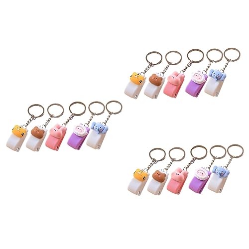 LALAFINA 3 Sätze Schlüsselanhänger Schlüsselbundhefter Schreibwaren Schule Schlüsselringe Mini-bürobedarf Süßer Mini-hefter Mini-heftgerät-set Abs Colorful 5 Stücke * 3 von LALAFINA