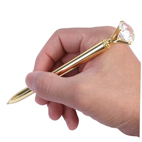 LALAFINA 3 Stück Teiliges Kugelschreiber mit Großem Diamant Langlebiger Metallrollerball Goldfarbener Schreibstift Glatt Schreibend für Büro Schule und LALAFINA 3 Stück Teiliges Kugelschreiber mit Großem Diamant Langlebiger Metallrollerball Goldfarbener Schreibstift Glatt Schreibend für Büro Schule und von LALAFINA