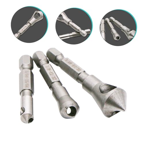 LALAFINA 3 Stück Teiliges Senkbohrer mit Sechskantschaft Stahl Entgratungswerkzeug für Metall und Präzise Bohrung und Geeignet für Holzplatten LALAFINA 3 Stück Teiliges Senkbohrer mit Sechskantschaft Stahl Entgratungswerkzeug für Metall und Präzise Bohrung und Geeignet für Holzplatten von LALAFINA